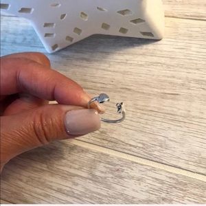 ⬇️ Sterling Silver Cross Heart Open Ring